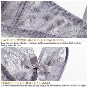 Set Reggiseno Donna <span class=keywords><strong>Push</strong></span>-<span class=keywords><strong>Up</strong></span> <span class=keywords><strong>Trasparente</strong></span> Ultra Sottile in Pizzo con Fiocco e Spalline Regolabili - Vendita all'Ingrosso dal Produttore - Product Image 4