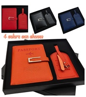 Ensemble cadeau de voyage : porte-passeport, étiquettes de bagages, porte-cartes d'embarquement, étiquettes d'identification anti-perte, logo personnalisé imprimé en sérigraphie, cadeaux