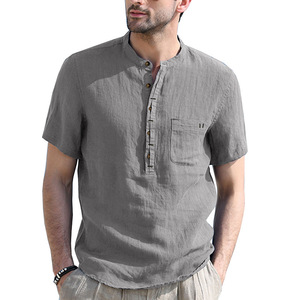 Camisa Clásica de Algodón para <span class=keywords><strong>Hombre</strong></span> <span class=keywords><strong>con</strong></span> <span class=keywords><strong>Bolsillo</strong></span> Frontal, Cómoda, Transpirable, <span class=keywords><strong>con</strong></span> Botones, <span class=keywords><strong>Manga</strong></span> <span class=keywords><strong>Corta</strong></span>, Personalizable - Product Image 1