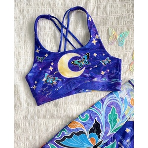 Custom Print European <strong>American</strong> Style Nude-Feel High-Waisted Four-Way Stretch Elastic Waist Yoga <strong>Bras</strong> <strong>Sports</strong> Underwear Front Set - Product Image 2