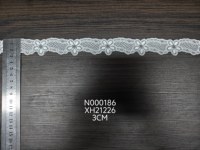 Dentelle blanche transparente à motif floral à six pétales, bordure festonnée brodée, 3 cm, 100 % polyester, textile de maison, robe de mariée pour filles, DIY