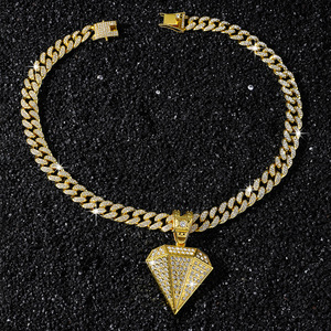 Collar con Colgante de Diamante Geométrico de Diseño Hiphop, Cadena Cubana de Aleación, Collares para Hombre, Joyería de Moda - Product Image 4