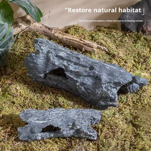Caverne cachette pour <span class=keywords><strong>reptiles</strong></span> de 8 à 12 pouces de longueur, en ciment, imitation de bois creux, pour cachette d'amphibiens, accessoires pour terrarium de <span class=keywords><strong>reptiles</strong></span>, pour serpents et lézards - Product Image 2