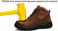 Sepatu Keselamatan Kerja Kulit Sapi Bersertifikasi CE Anti-Hantaman Anti-Selip Tahan Minyak Tahan Aus Pelindung Jari Baja Unisex Semua Ukuran