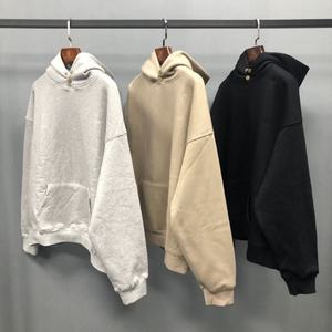 Sweat à capuche en polaire lourd pour homme, en polyester/coton, à col montant, à côtés ouverts, uni, lavé à la pierre, torsadé, en gros - Product Image 2