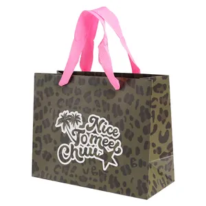 Sacola de presente para compras de luxo, sacola de papel para presente personalizada com alça, sacola de presente multicolorida reciclável personalizada