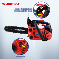 WORKPRO gergaji rantai tangan bensin 12 "25,4cc, mesin pemotong kayu kebun gagang atas gergaji rantai Mini