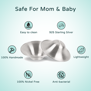 Vente en gros de coupelles d'allaitement en argent 999 sans nickel, indispensables pour nouveau-nés, pour apaiser et protéger, coupelles d'allaitement en argent - Product Image 2