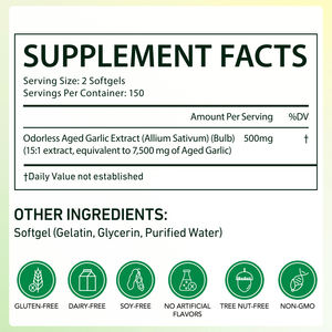 SOLOTREE 300 Softgel Integratori di Aglio Invecchiato Biologico 7500 mg Capsule Morbide di Estratto di Aglio Invecchiato Inodore per il Supporto Cardiaco - Product Image 2