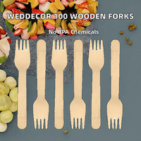 WedDecor Lot de 100 fourchettes jetables en bambou sans BPA, taille moyenne, pour mariages, fêtes, pique-niques, barbecues, Noël, voyages