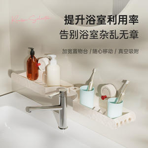 Étagère de rangement miroir Hongyu rectangulaire à fixation par ventouse, durable, pour salle de bain, organiseur de produits cosmétiques et de soins de la peau - Product Image 4