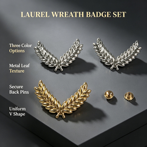 Ensemble de badges couronne de laurier en métal, forme en V, à coudre, badges de mode sans nickel, moulage sous pression, couleur unie, application classique pour vêtements - Product Image 1