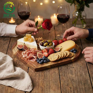 Tabla de cortar de bambú y madera Aolong en forma de corazón para servir queso, frutas, pan, bandeja de cocina, tabla de picar. - Product Image 1