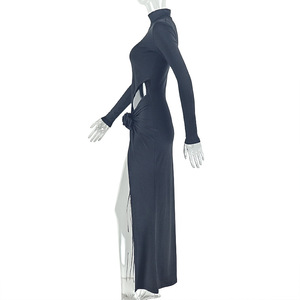 NUEVO STOCK Vestido de mujer de manga solitaria Vestido maxi de flores en 3D Abertura lateral Trajes - Product Image 4