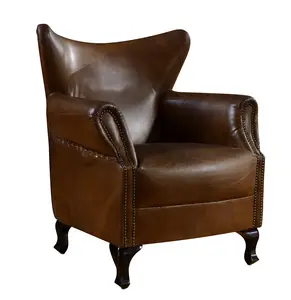 Wholesale Supplier Vintage Leather Coffee Tub Chairs aluminium Armchair