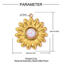 Nouveauté 2026 : Pendentif DIY personnalisé en acier inoxydable plaqué or 18K PVD, motifs fleurs, perles, étoiles, lunes, soleils, pour la création de bijoux et cadeaux