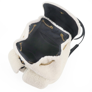 Custom Soft Faux Fur Plush Waterproof Drawstring Flap <b>Backpack</b> Women's Autumn Winter Lace Up Casual <b>Backpack</b> - Product Image 6