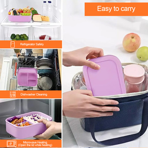 Juego de fiambrera de silicona sin Bpa con aislamiento a prueba de fugas personalizado caja Bento de silicona escolar para niños - Product Image 5