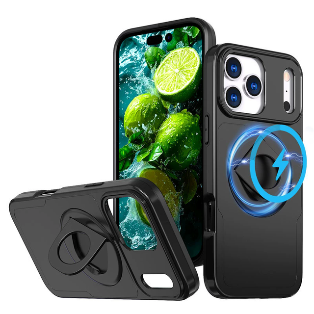 Popular Trendy Kickstand Magnetic Mobile Phone Case for iPhone 15 16 17 Promax Shockproof Full Protective Cover