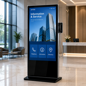 Kiosque Android sur pied AIYOS 55 pouces avec combiné téléphonique VoIP anti-vandalisme et écran tactile LCD 10 points - Product Image 1
