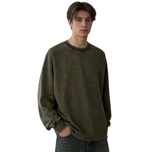 Sudadera de algodón 100% de peso pesado con lavado vintage estilo streetwear TKAN1025D, camiseta oversize con hombros caídos a bajo precio para hombre - Product Image 1