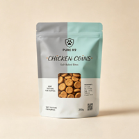 Op maat gemaakte bedrukte hondensnackverpakking, staande pouch met ziplock sluiting, hersluitbaar, voor huisdierenvoer met venster