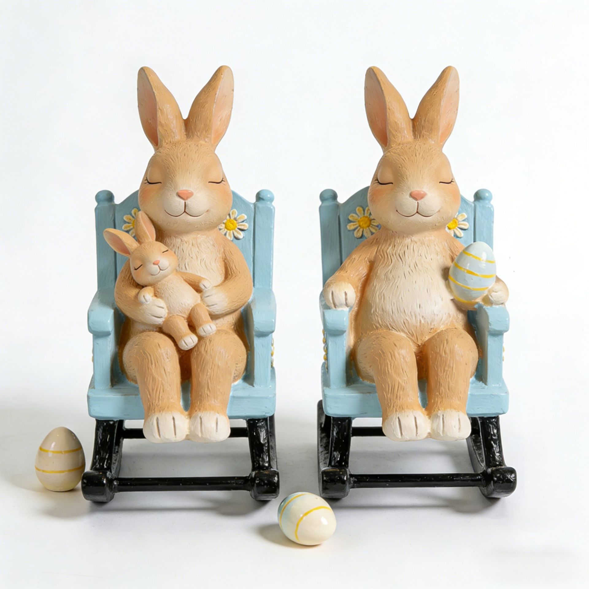 Ensemble de lapin + lapin balançoire en forme d'œuf (8*12cm)