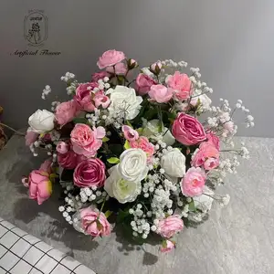 OEM Artificial Flower Light Burgundy Rose Flowers Ball Wedding Decoration