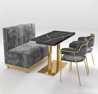 Meubles de restaurant modernes et luxueux sur mesure, canapé en velours, table à manger en marbre et ensembles de chaises pour café, salon de thé