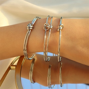 Wholesale Vintage Minimalist Jewelry Gold Plated Stainless Steel <b>Bracelets</b> <b>Cuff</b> Knot Bangle <b>Bracelets</b> for Women - Product Image 4
