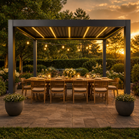 Pergola à lames orientables motorisée en aluminium, toit bioclimatique, imperméable, revêtement poudré, système d'ombrage extérieur, lames réglables, jardin