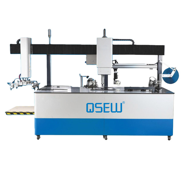 QS-FB401 Automatic 4 Side Overlock Lockstitch Machine T-shirt Clothes Cap Towel Mop Mat Side Seam Sewing Machines with Label