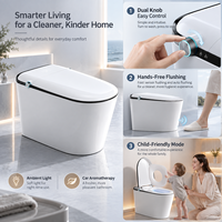 WC intelligent noir avec bidet intégré, double bouton, mode enfant, capteur de pied, chasse d'eau automatique, siège chauffant, séchoir à air chaud, télécommande