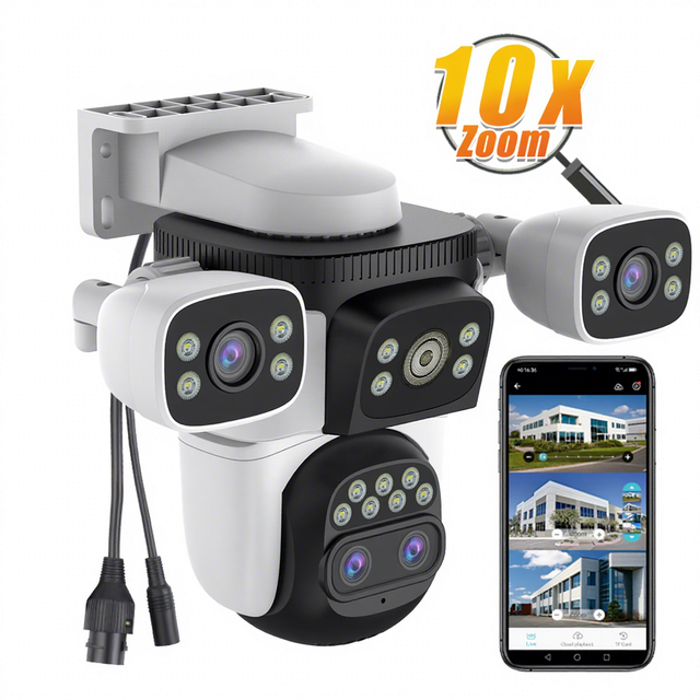 CG621ZS Hot Selling 12MP AI Auto Tracking Smart Wireless Security Camera Full HD Outdoor Four Lens IP Network 4G CCTV Camera