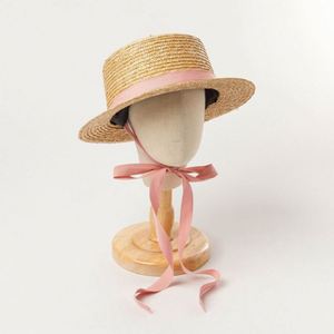 Chapeau d'été pour enfants, nouveau chapeau de paille à calotte plate en paille de blé, avec sangle, pour la plage, le tourisme en extérieur, protection solaire, large bord, chapeau pour enfant - Product Image 3