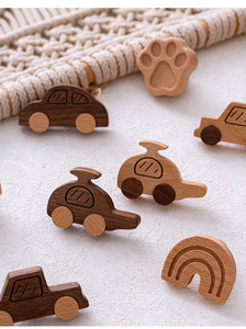 Poignées de porte de placard en forme de voiture de dessin animé, d'avion, de Mickey, de petit arbre et de maison pour enfants, poignées en bois massif pour tiroirs et placards - Product Image 5