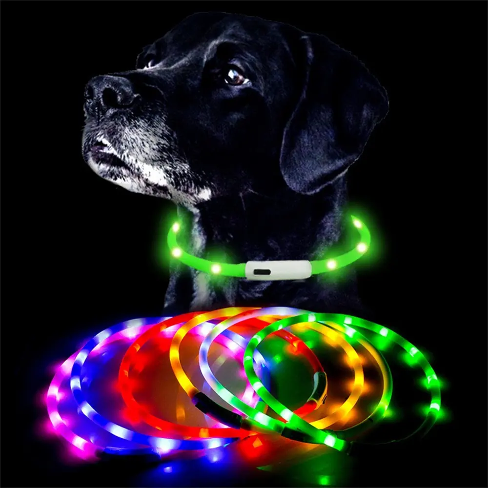 CE Rohs flashing led usb rechargeable dog collars, Adjustable Glowing Luminous pet collar led