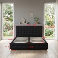 Lit double en lin de style nordique en stock avec cadre à ressorts élastiques mobiles