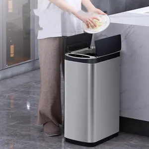 ถังขยะในครัวขนาด20ลิตรสามารถรีไซเคิลถังขยะพลาสติกแบบบางพร้อมฝาปิดได้