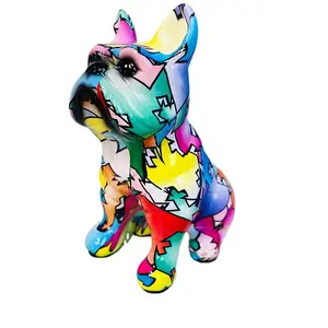 Nuovo regalo creativo colore brillante resina artigianato animale decorazione casa soggiorno portico decorazione figurine Bulldog poliresina
