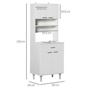 HOMCOM-Aparador de cocina, aparador clásico de madera con 2 armarios y 1 estante, color blanco, 60x40x160cm - Product Image 3