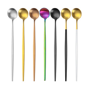 Cuchara para remover café de acero inoxidable, mango largo, duradera, para cócteles, bar, hielo, color sólido, para adultos - Product Image 2