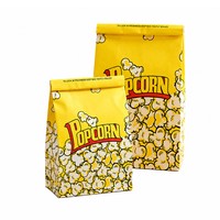 Sacs à Popcorn en Gros Enduits de PE avec Fermeture à Lanière Métallique pour Snacks de Popcorn, Sacs en Papier de Qualité Alimentaire Résistants à la Graisse