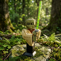Figura de Bloques de Construcción del Maestro Jedi Alienígena, Modelo de Ladrillo Verde con Soporte de Exhibición para Espada Láser, Regalo Coleccionable DIY