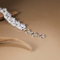 Bracelet tennis double rang en argent sterling S925 plaqué platine de luxe, avec tanzanite naturelle taille goutte et diamants, vente en gros