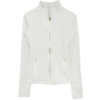 Chaqueta Deportiva de Nailon Sólido para Mujer con Cremallera Dorada, Chaqueta de Yoga Transpirable, Top de Fitness de Manga Larga