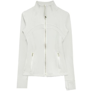 Veste de sport en nylon uni pour femme avec fermeture éclair dorée, veste de yoga respirante, haut de fitness à manches longues - Product Image 5