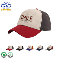Gorra de Béisbol Vintage de 3 Tonos con Bloques de Color, Bordada con 'SMILE Everyday', Hebilla Metálica Ajustable, Unisex, para Todas las Temporadas, Estilo Casual