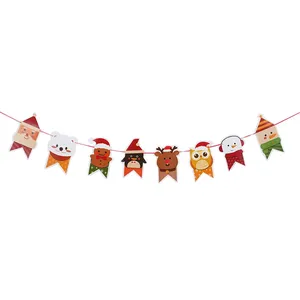 Huiran Merry Christmas Pull Paper Santa Old Man and Snowman Christmas Frames Red Glitter Hanging Paper Banner For Christmas Part