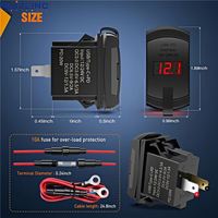 Interrupteur à bascule 12V avec prise USB PD Type-C QC3.0, voltmètre LED, connecteur rapide et fusible intégré pour voiture, camping-car, bateau, camion, panneau de commande